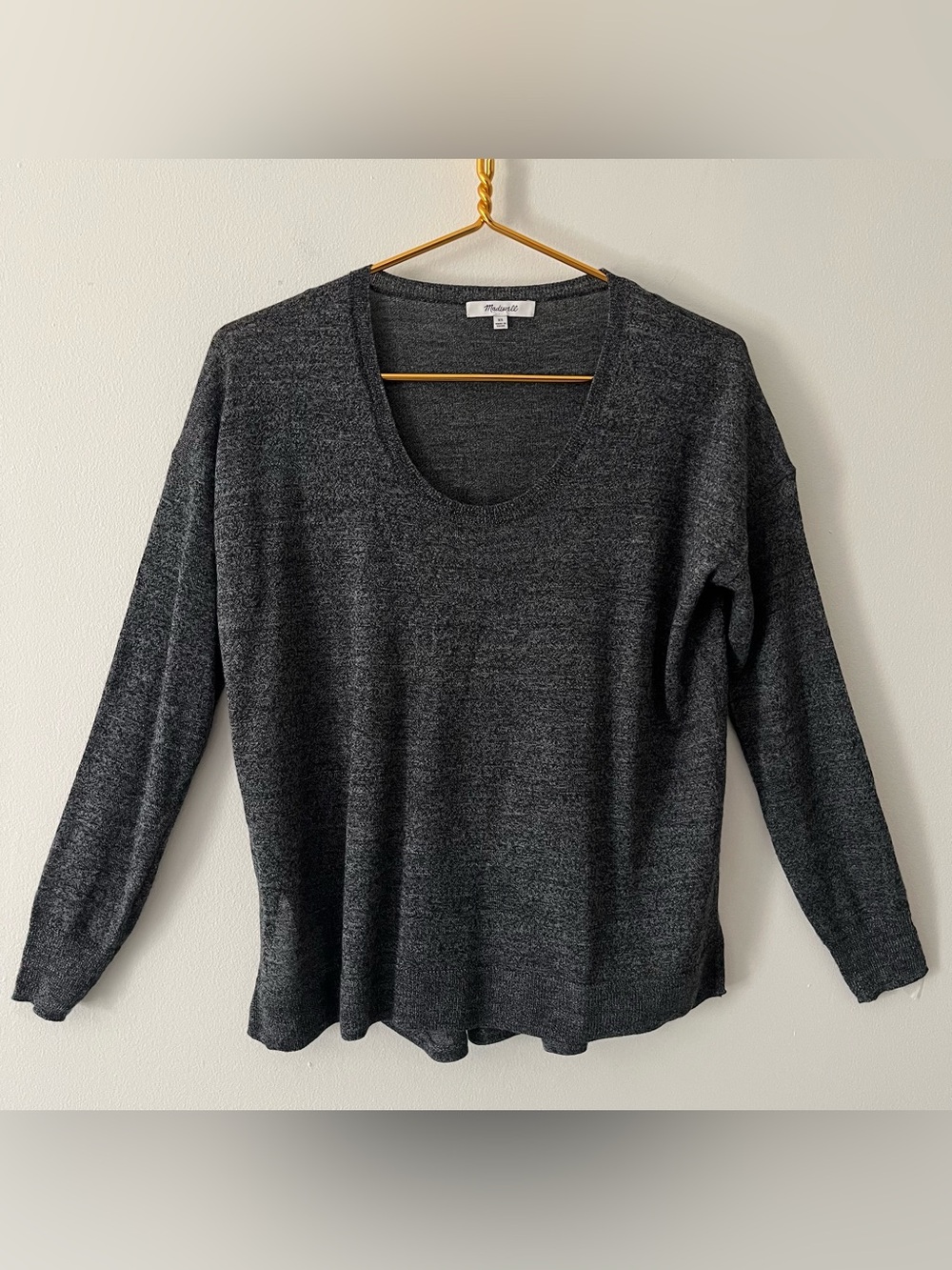 Madewell Charcoal Merino Wool Blend Lightweight Relaxed Scoop Neck Sweater XS